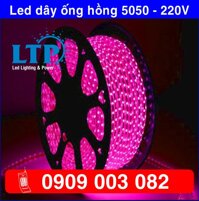 Đèn Led dây ống 220v chip 5050 màu hồng cuộn 100m - Đèn Led Dây Ngoài Trời