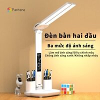 Đèn LED để bàn PANTENE 2 bóng cho trẻ em, Đèn bàn có 3 chế độ màu có hiển thị đồng hồ điện tử thân đèn tiện lợi.