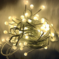 Đèn led decor bi nhỏ - D006 - Đèn led trang trí - 8M 80 bóng vàng dây trắng- Nháy 8 chế độ