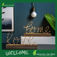 Đèn led decor phòng, quán cafe hình chữ home và love