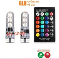 Đèn Led Demi Xi Nhan Xe Máy T10 16 Màu Có Remote (1 Cặp + Remote)