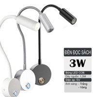 Đèn Led đọc sách gắn tường đầu giường 3W, Nguồn 220V, Đèn soi tranh trang trí Văn phòng, Nhà hàng, Khách sạn