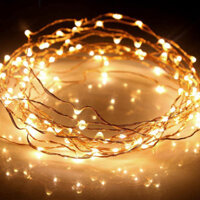 Đèn led đom đóm fairy light dây đồng trang trí decor phòng, cắm trại tạo không gian cổ tích lãng mạn - Nguồn hộp pin tiểu AA - 2M Vàng nắng