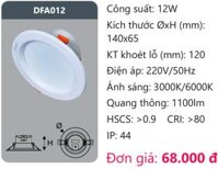 ĐÈN LED DOWLIGHT ÂM TRẦN 12W DUHAL DFA012