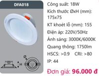 ĐÈN LED DOWLIGHT ÂM TRẦN 18W DUHAL DFA018 / DFA 018