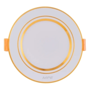 Đèn LED downlight 5W – Ø110mm âm trần viền vàng, ánh sáng trung tính, MPE, mã DLV-5N