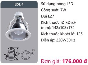 Đèn led downlight âm trần Duhal 7w LDL4