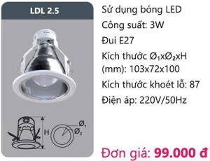 Đèn led downlight âm trần Duhal 3w LDL2.5