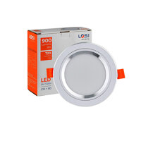 Đèn LED Downlight Âm Trần Viền Bạc D90-9W Đổi Màu