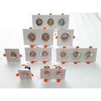 Đèn led downlight đôi, Kích thước đèn led đôi âm trần -2 bóng 10W , kích thước mặt 120x230x60mm