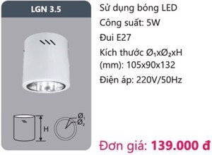 Đèn led downlight gắn nổi Duhal LGN3.5