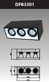 Đèn led downlight gắn nổi chiếu sâu 3x30w DFB3301