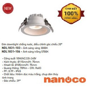 Đèn led Downlight chống nước NDL1831-106