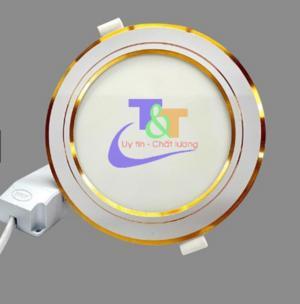 Đèn led downlight siêu mỏng viền vàng 12W 3 màu NSD12CG135