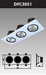 Đèn led downlight vuông chiếu điểm âm trần 3x5w DFC3051