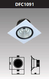 Đèn led downlight vuông chiếu điểm âm trần 9w DFC1091