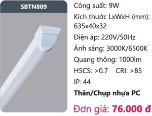 Đèn LED Duhal SBTN809 - 9W, kiểu Batten