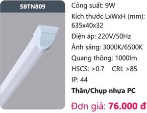 Đèn LED Duhal SBTN809 - 9W, kiểu Batten