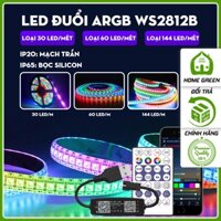 Đèn led đuổi ARGB WS2812B cảm biến sóng nhạc điều khiển qua App + remote 30, 60, 144 led