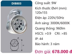 Đèn led gắn trần 9w Duhal DIB803