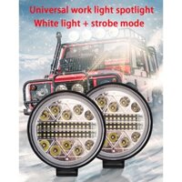Đèn LED làm việc ô tô 34LED 102W Đèn trắng + chế độ nhấp nháy 12V 24V Đèn LED ô tô Xe tải tự động tròn