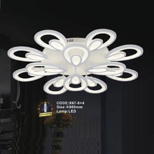 Đèn led mâm ốp trần hiện đại 12 cánh hoa X67-8+4