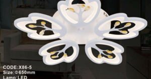 Đèn led mâm ốp trần hiện đại 5 chiếc lá X86-5