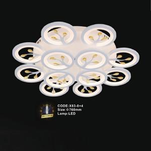 Đèn led mâm ốp trần hiện đại cao cấp X83-8+4