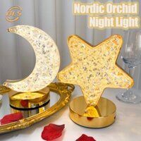 Đèn LED Moon Stars Atmosphere - Chế độ 3 màu Đèn ngủ nhỏ - Đèn pha lê Phòng ngủ Trang trí Ramadan