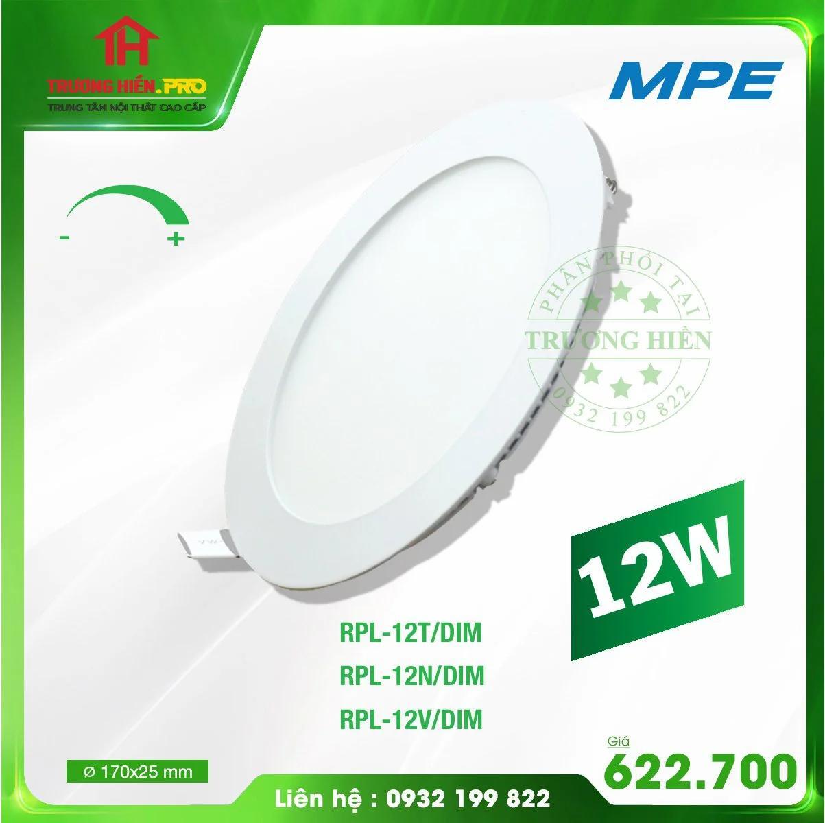 Đèn led MPE Panel Dimmable - 12W