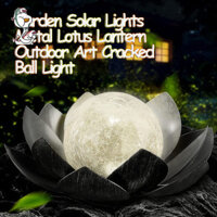 Đèn LED năng lượng mặt trời Sen Đèn nứt bóng thủy tinh Đèn hoa trang trí sân vườn ngoài trời, Đèn sân vườn năng lượng mặt trời Đèn lồng kim loại Nước Lily Đèn LED cảnh quan Đèn bàn ngoài trời HYJP