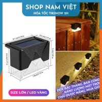 Đèn Led Năng Lượng Mặt Trời Dán Bậc Thang, Hàng Rào Trang Trí Ngoài Trời - Chính Hãng NAVIVU - Cỡ lớn-Vỏ đen - Led vàng