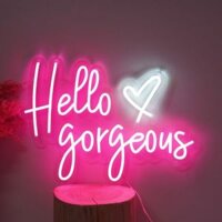 Đèn led neon chữ Hello gorgeous(50x35cm).Đèn trang trí.Đèn ddecorr phòng