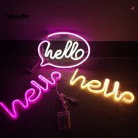 Đèn Led Neon Hình Chữ Hello Sáng Tạo Dùng Pin Sạc Usb / Không Chói Chất Lượng Cao
