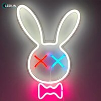 Đèn led neon trang trí con thỏ Ledlin Decor phòng 21x32cm Đèn neon trang trí