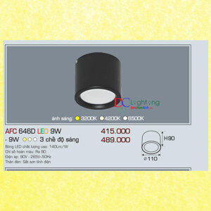 Đèn led nổi cao cấp 3 chế độ  AFC 646D 9W 3C