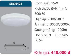 Đèn led ốp trần chống thấm Duhal SDSN403 15W
