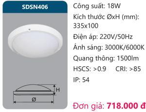 Đèn led ốp trần chống thấm Duhal SDSN406 18W