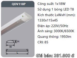 Đèn led ốp trần siêu mỏng 1x18w QDV118P Duhal