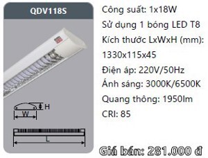 Đèn led ốp trần siêu mỏng 1x18w QDV118S Duhal