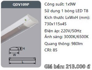 Đèn led ốp trần siêu mỏng 1x9w QDV109P Duhal