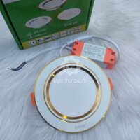 Đèn Led Panel âm trần downlight 3 chế độ màu 9w viền Vàng lỗ khoét phi 80 90mm MPE DLV-9/3C tròn tốt đủ watt chính hãng