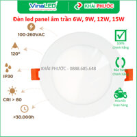 Đèn led panel âm trần downlight tròn 6W 9W 12W 15W ánh sáng trắng vàng trung tính mẫu E Vinaled Khải Phước Electric