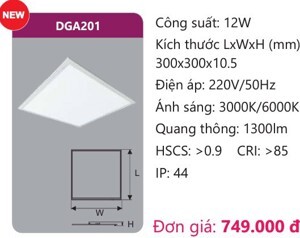 Đèn led panel Duhal DGA201 - 12W