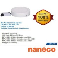 Đèn LED Panel Ốp Trần Nổi Loại Tròn Nanoco 18W -  NPL183R, NPL184R,NPL186R - Góc Chiếu 120°