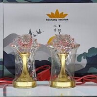 Đèn led pha lê chân đồng thờ cúng size số 6 - đổi màu theo thời gian - bán theo 1 cặp 2 đèn