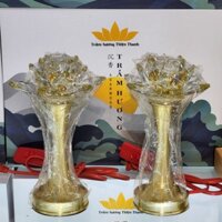 Đèn led pha lê chân đồng thờ cúng size số 9 - đổi màu theo thời gian - bán theo 1 cặp 2 đèn