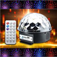 Đèn Led Pha Lê quả cầu xoay 7màu Karaoke cảm biến nháy theo nhạc Bluetooth USB SD card, MP3 LED Crystal Magic Ball Light