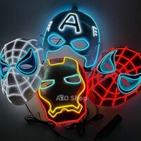 Đèn LED phát sáng lạnh el Mặt nạ người nhện bằng nhựa Iron Man Captain America Marvel Party Show Propsled Mặt nạ Halloween.