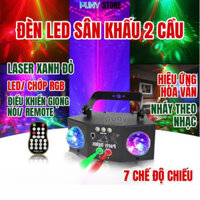 Đèn LED sân khấu 2 cầu đèn laser mini chớp theo nhạc dành cho karaoke phòng bay quán bar tiệc gia đình lễ sinh nhật PUNY